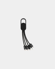 Kabel 4 w 1 ABS z karabińczykiem z nadrukiem - Czarny