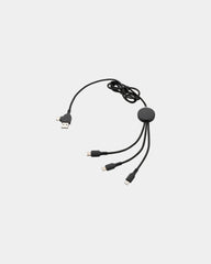 Świecący kabel 6 w 1 ze złączami z nadrukiem - Czarny