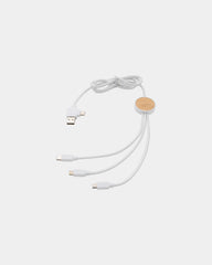Kabel do ładowania 6 w 1 z plastiku z recyklingu z nadrukiem - Biały
