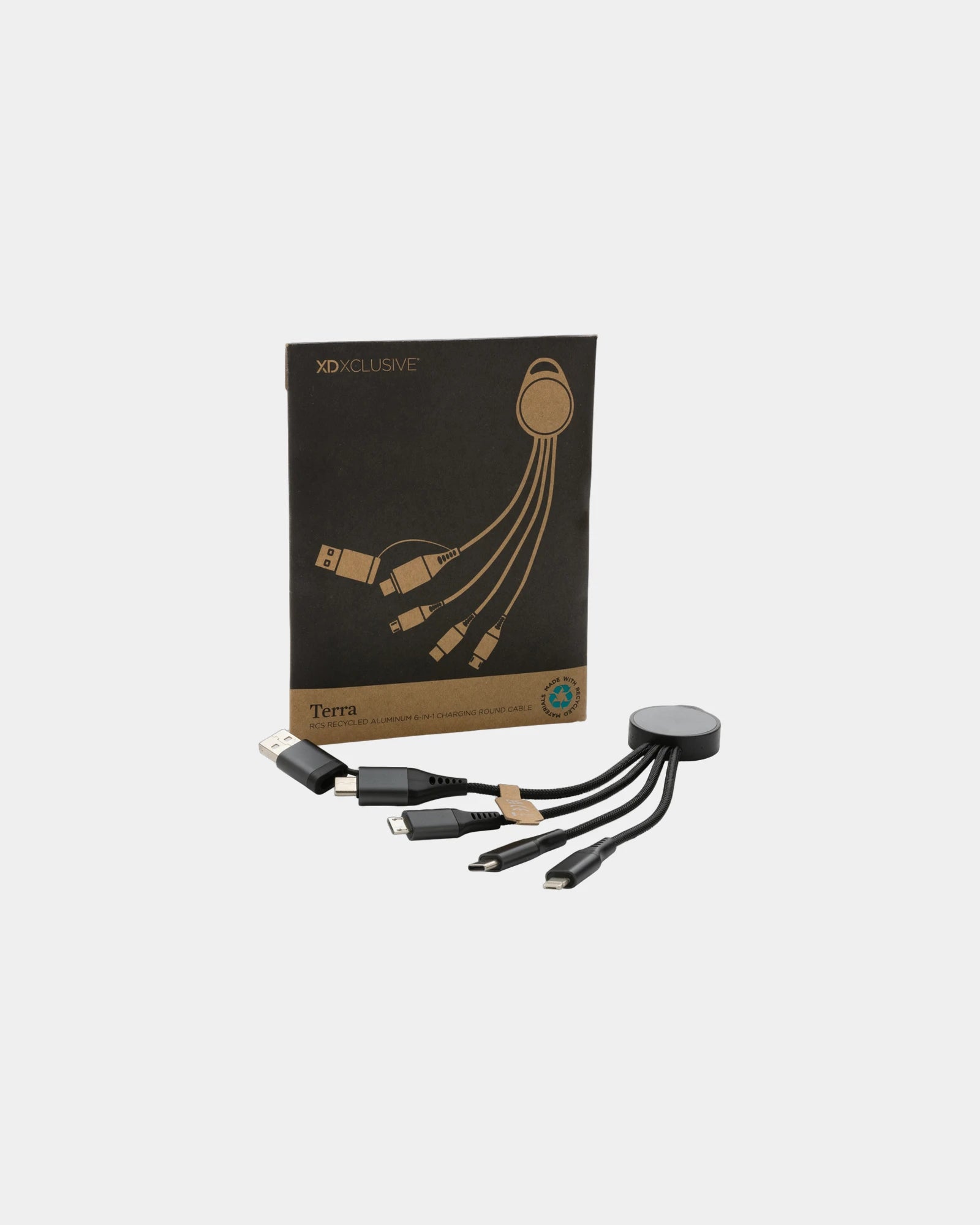 Kabel do ładowania 6w1 z aluminium z recyklingu z nadrukiem - 1