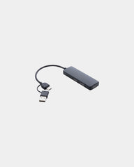Hub USB z plastiku z recyklingu 50% RCS z nadrukiem - Czarny