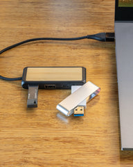 Hub USB z bambusa z recyklingu 10 x 3,3 cm z nadrukiem - 2