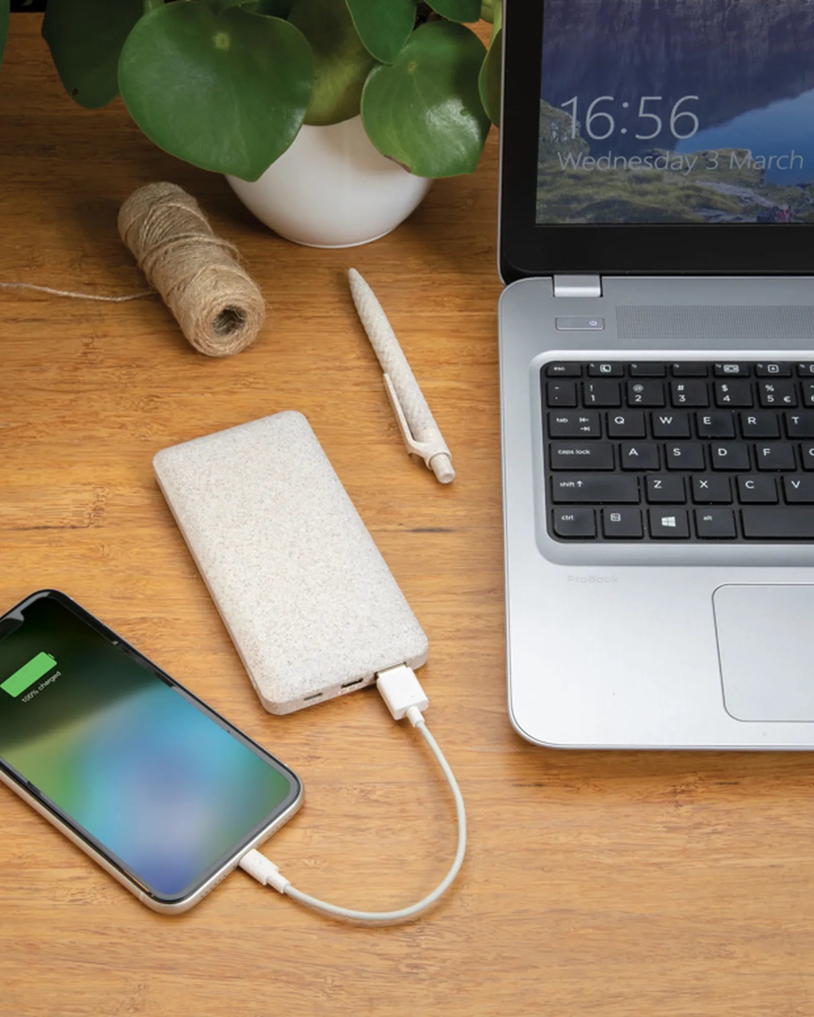 Powerbank z włókna słomy pszenicznej 10 000 mAh z nadrukiem - 6
