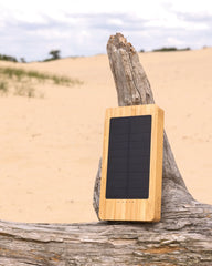 Powerbank solarny bambusowy 10 000 mAh z nadrukiem - 6