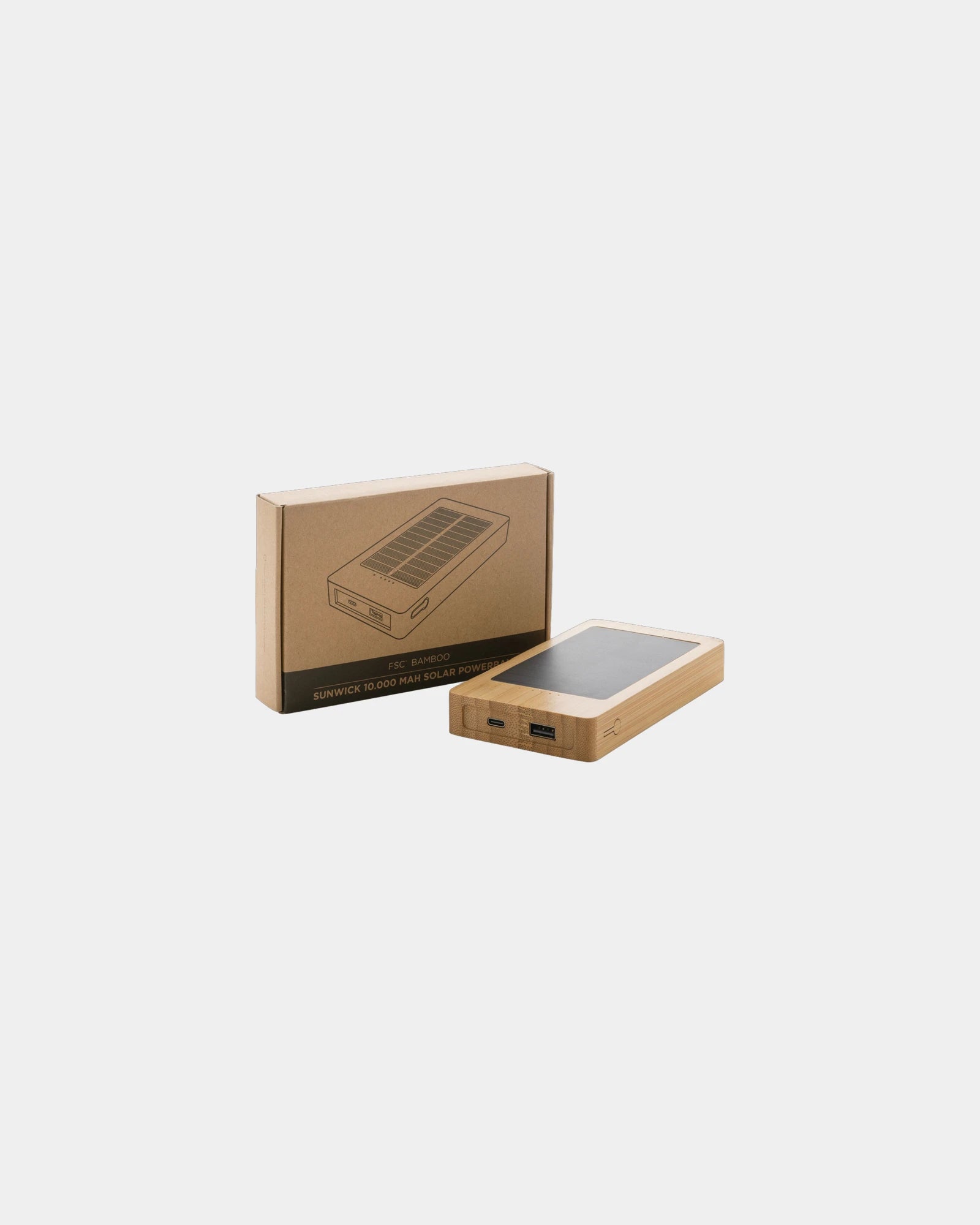 Powerbank solarny bambusowy 10 000 mAh z nadrukiem - 4