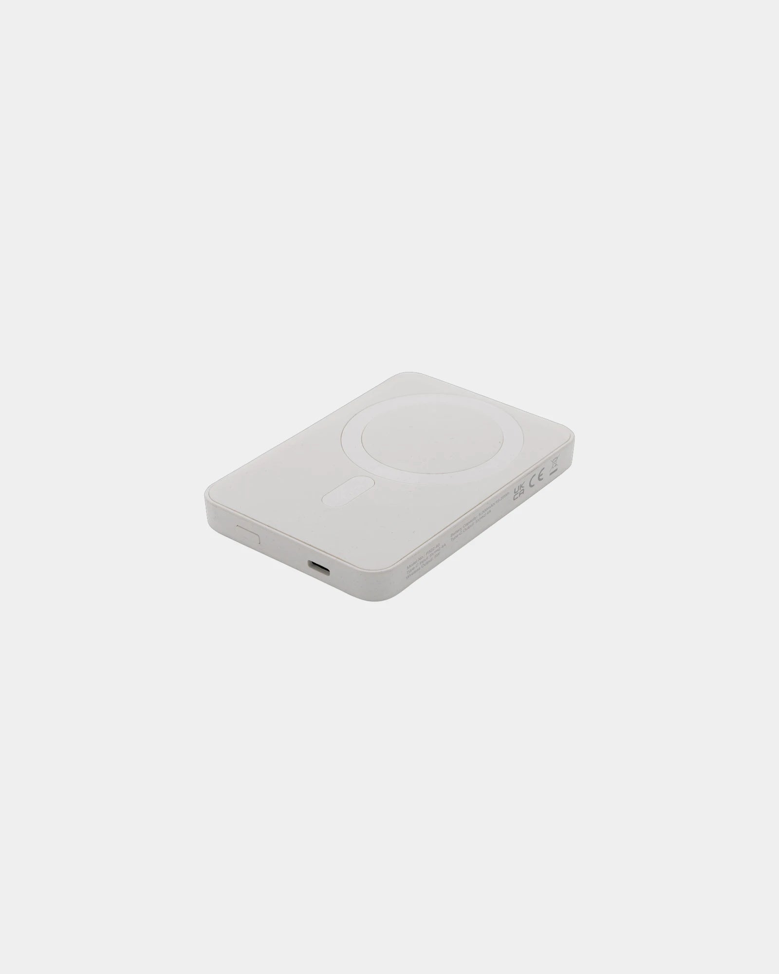 Powerbank magnetyczny 5000 mAh z plastiku z recyklingu z nadrukiem - Biały