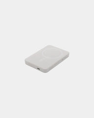 Powerbank magnetyczny 5000 mAh z plastiku z recyklingu z nadrukiem - Biały