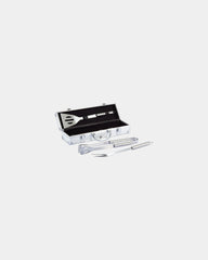 Zestaw 3 akcesoriów do grilla w etui aluminiowym z nadrukiem - Srebrny