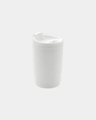 Kubek z PP z recyklingu GRS 300 ml z wieczkiem z nadrukiem - Biały