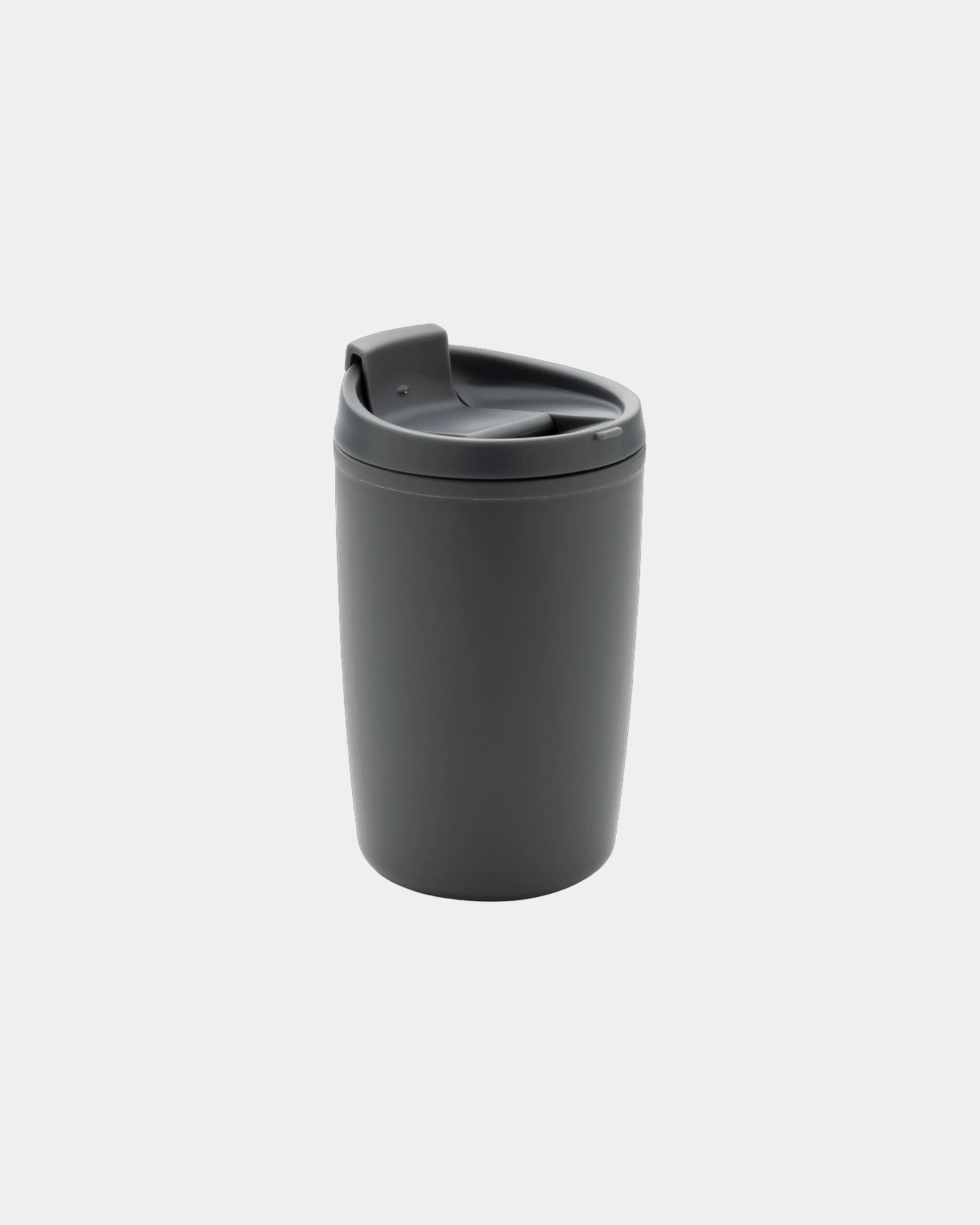 Kubek z PP z recyklingu GRS 300 ml z wieczkiem z nadrukiem - Szary