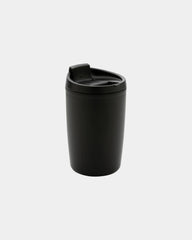 Kubek z PP z recyklingu GRS 300 ml z wieczkiem z nadrukiem - Czarny
