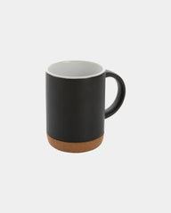 Kubek ceramiczny 280 ml z podstawą korkową z nadrukiem - Czarny