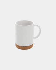 Kubek ceramiczny 280 ml z podstawą korkową z nadrukiem - Biały
