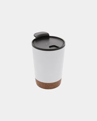 Kubek do kawy korkowy ze stali nierdzewnej 300 ml z nadrukiem - Biały