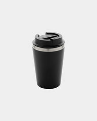 Kubek 350 ml z podwójną ścianką z PP z recyklingu z nadrukiem - Czarny