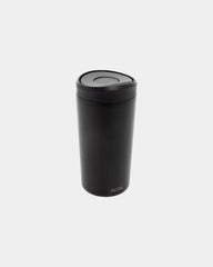 Kubek ze stali z recyklingu 400 ml Alix z nadrukiem - Czarny