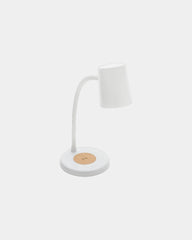 Lampa biurkowa z korka i plastiku 15W z nadrukiem - Biały