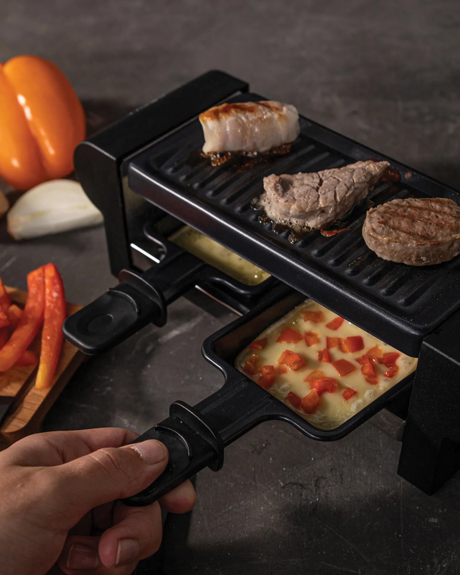Mini urządzenie do raclette ze stali Boska 220V z nadrukiem - 9