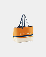Torba typu tote z PVC i skóry 34 x 52 x 22 cm z nadrukiem - Ceglasty