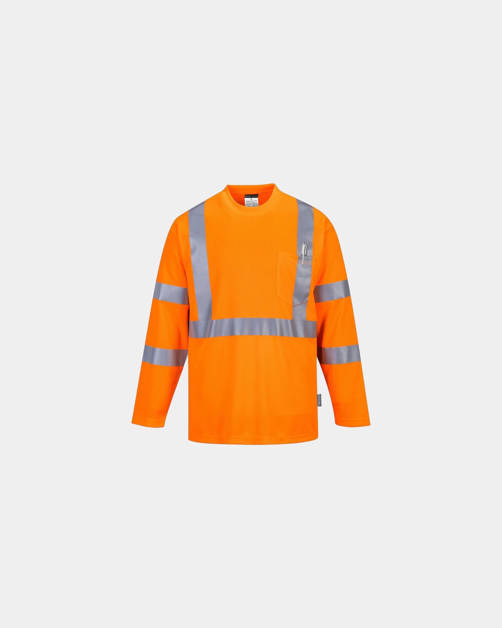 Koszulka Hi-Vis z poliestru z długim rękawem z nadrukiem - Pomarańczowy