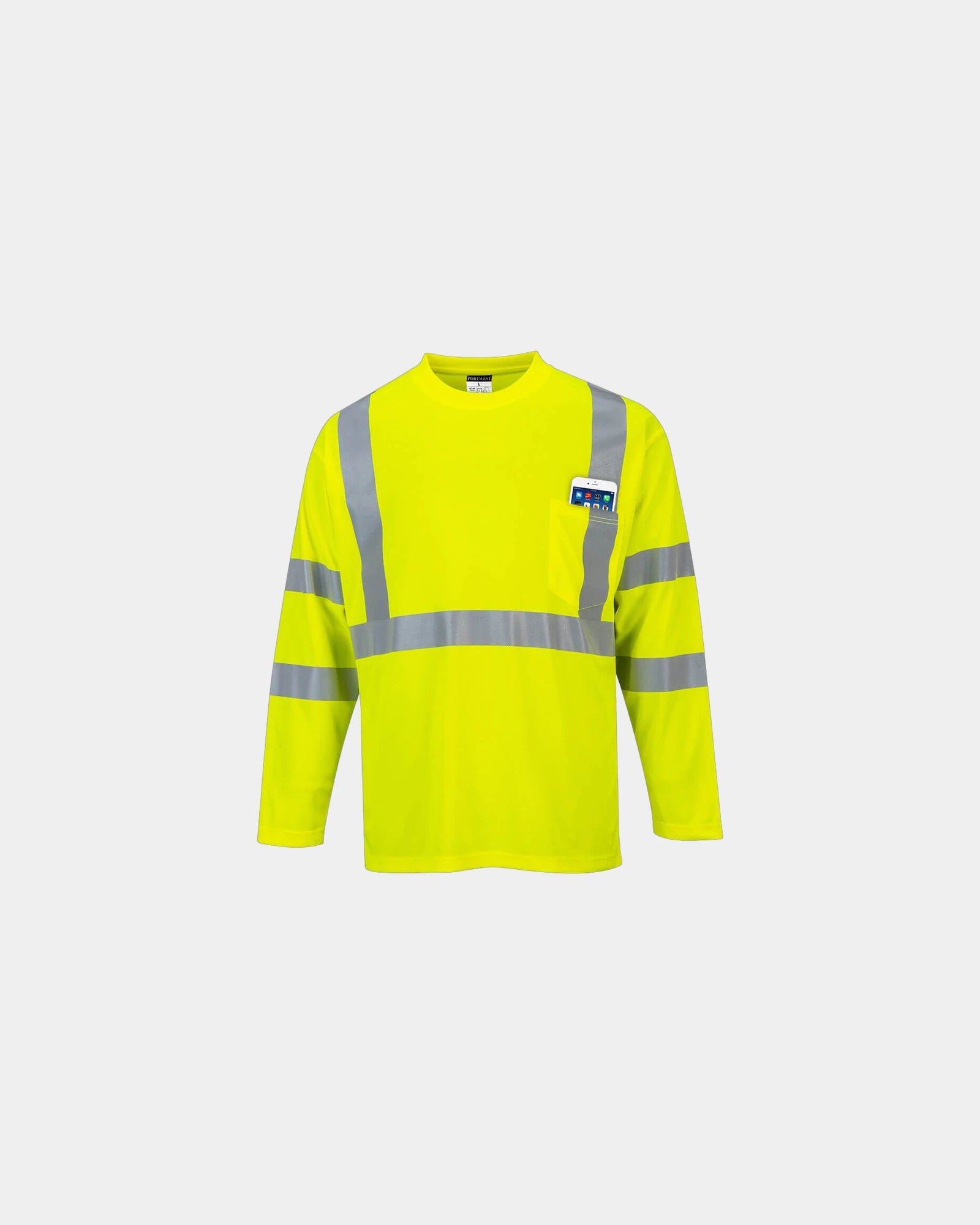Koszulka Hi-Vis z poliestru z długim rękawem z nadrukiem - Żółty