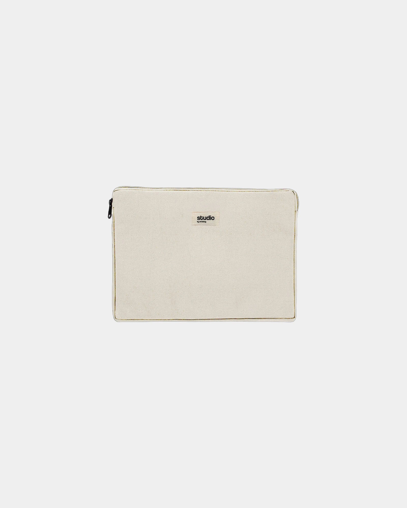 Etui na laptopa z bawełny organicznej Hindbag Leo 15" z nadrukiem - Ecru