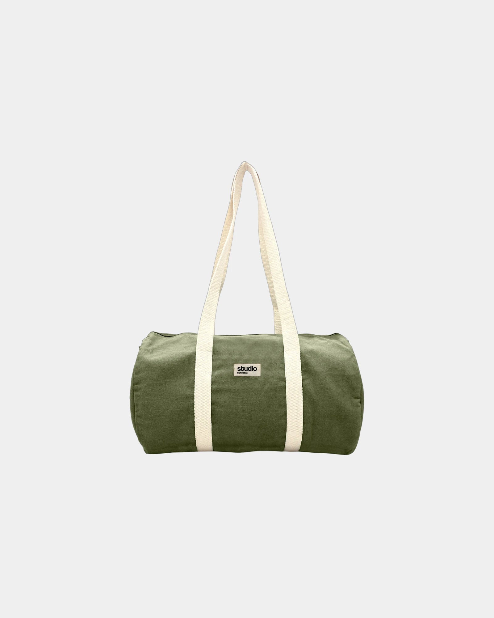 Torba duffel z bawełny organicznej Hindbag Sam z nadrukiem - Oliwkowy