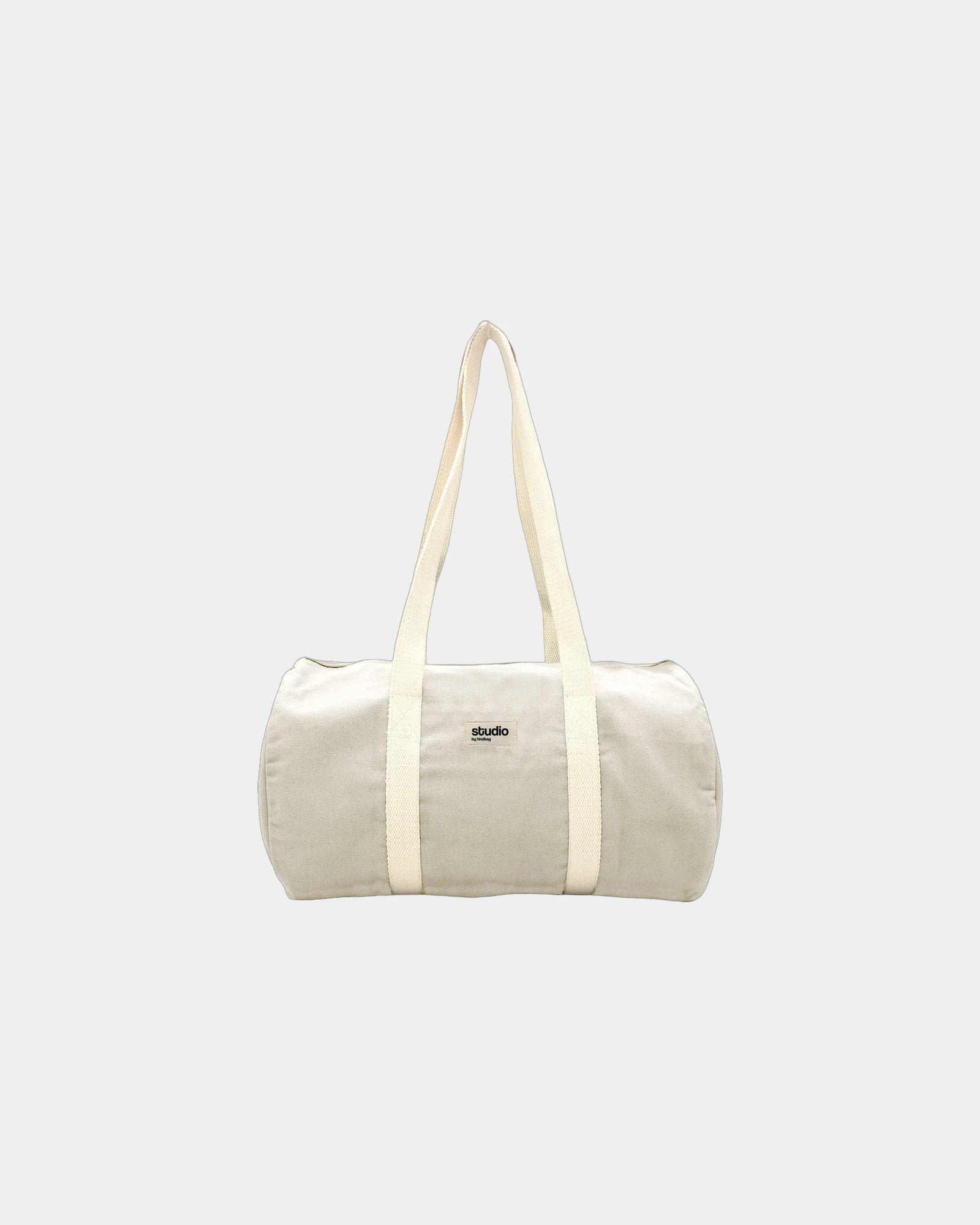 Torba duffel z bawełny organicznej Hindbag Sam z nadrukiem - Ecru