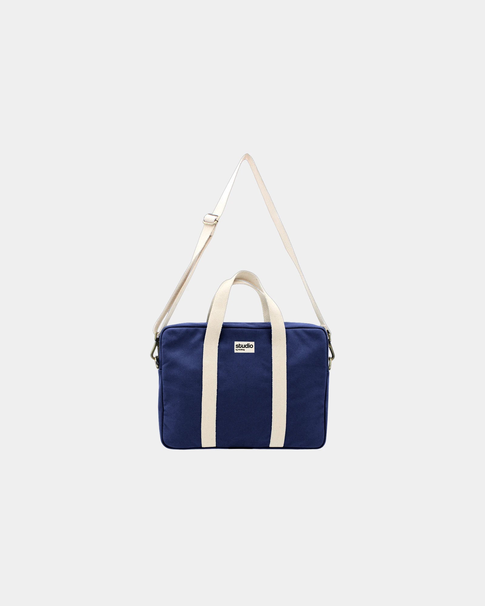 Torba na laptopa z bawełny organicznej Hindbag Luis z nadrukiem - Granatowy