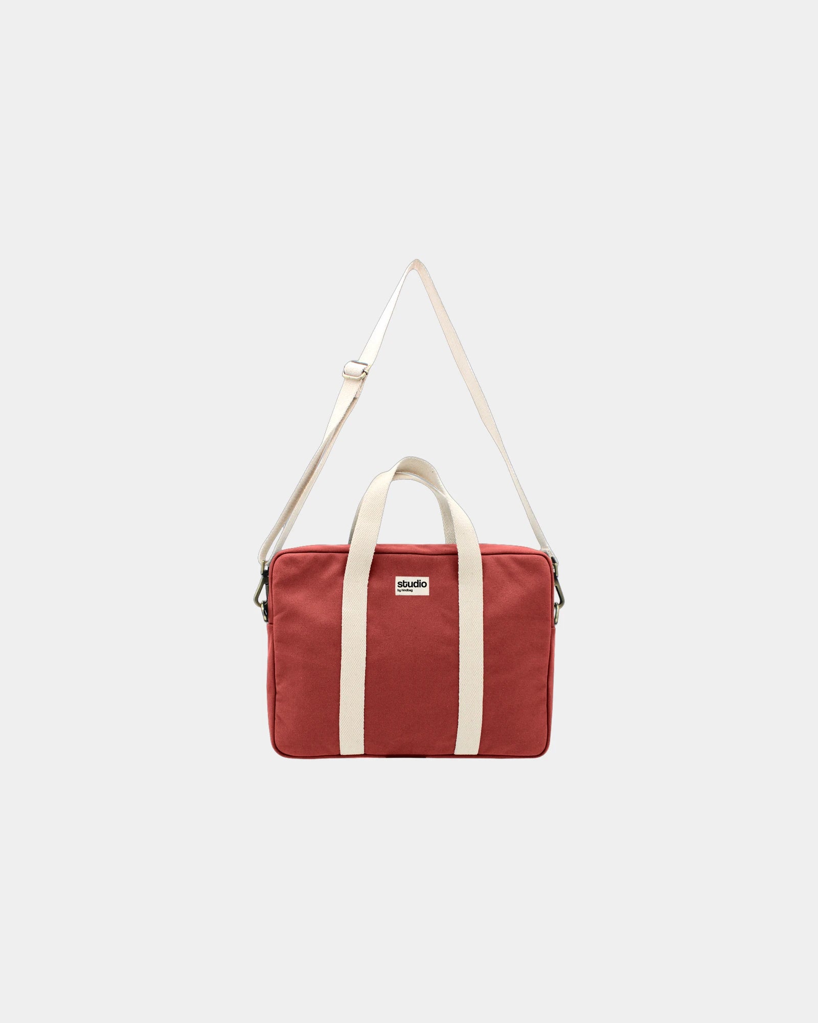 Torba na laptopa z bawełny organicznej Hindbag Luis z nadrukiem - Ceglastoczerwony