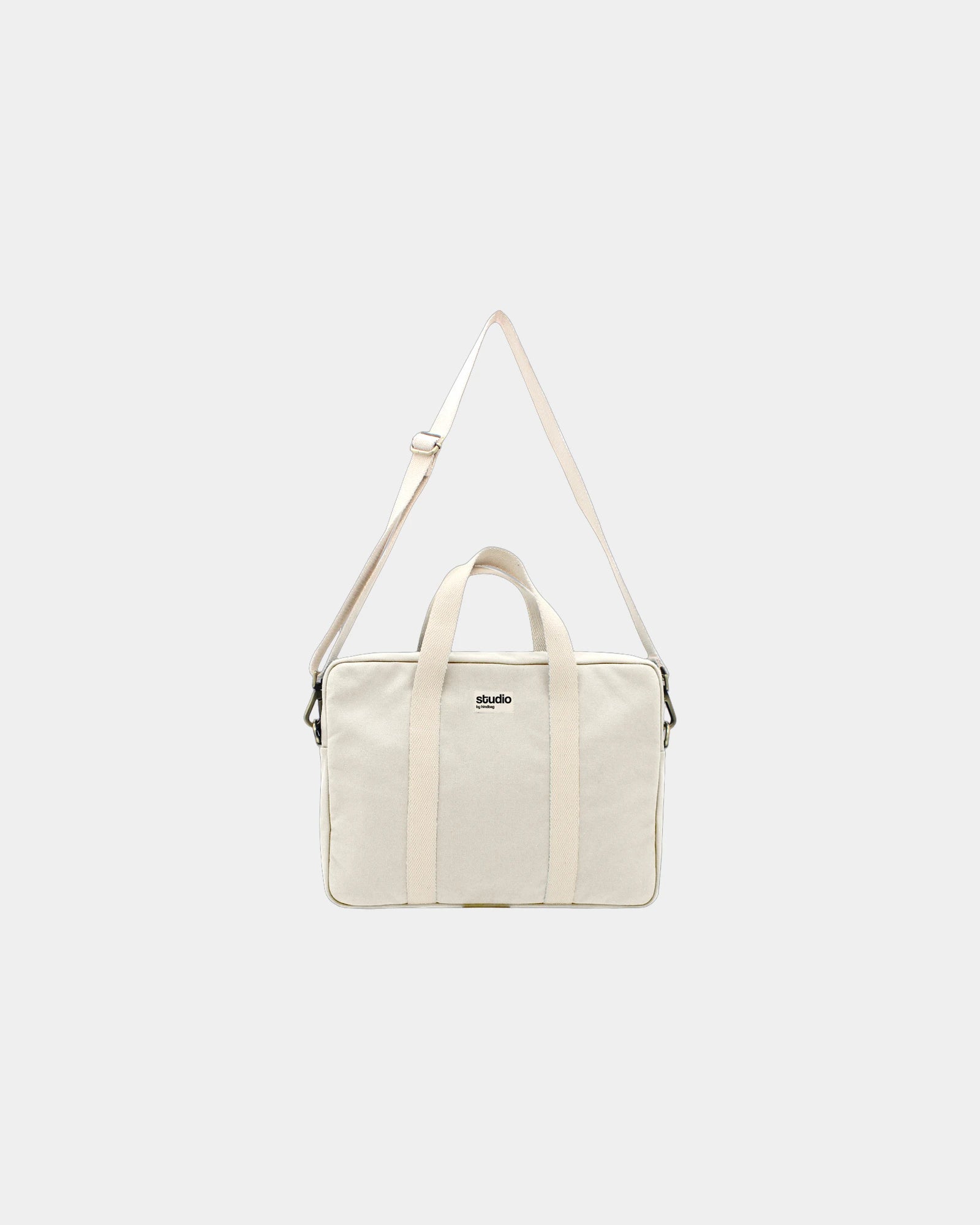 Torba na laptopa z bawełny organicznej Hindbag Luis z nadrukiem - Ecru
