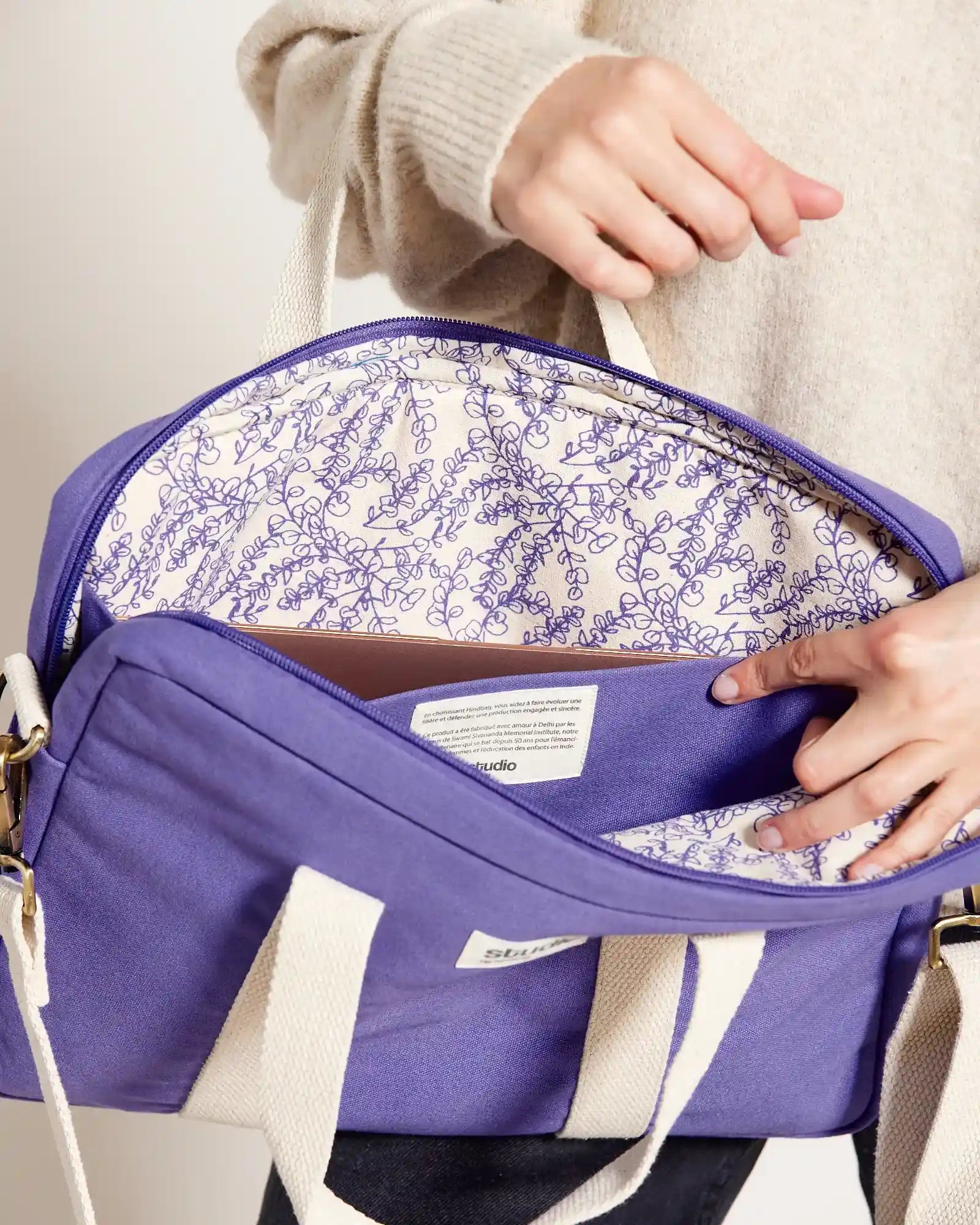 Torba na laptopa z bawełny organicznej Hindbag Luis z nadrukiem - 19