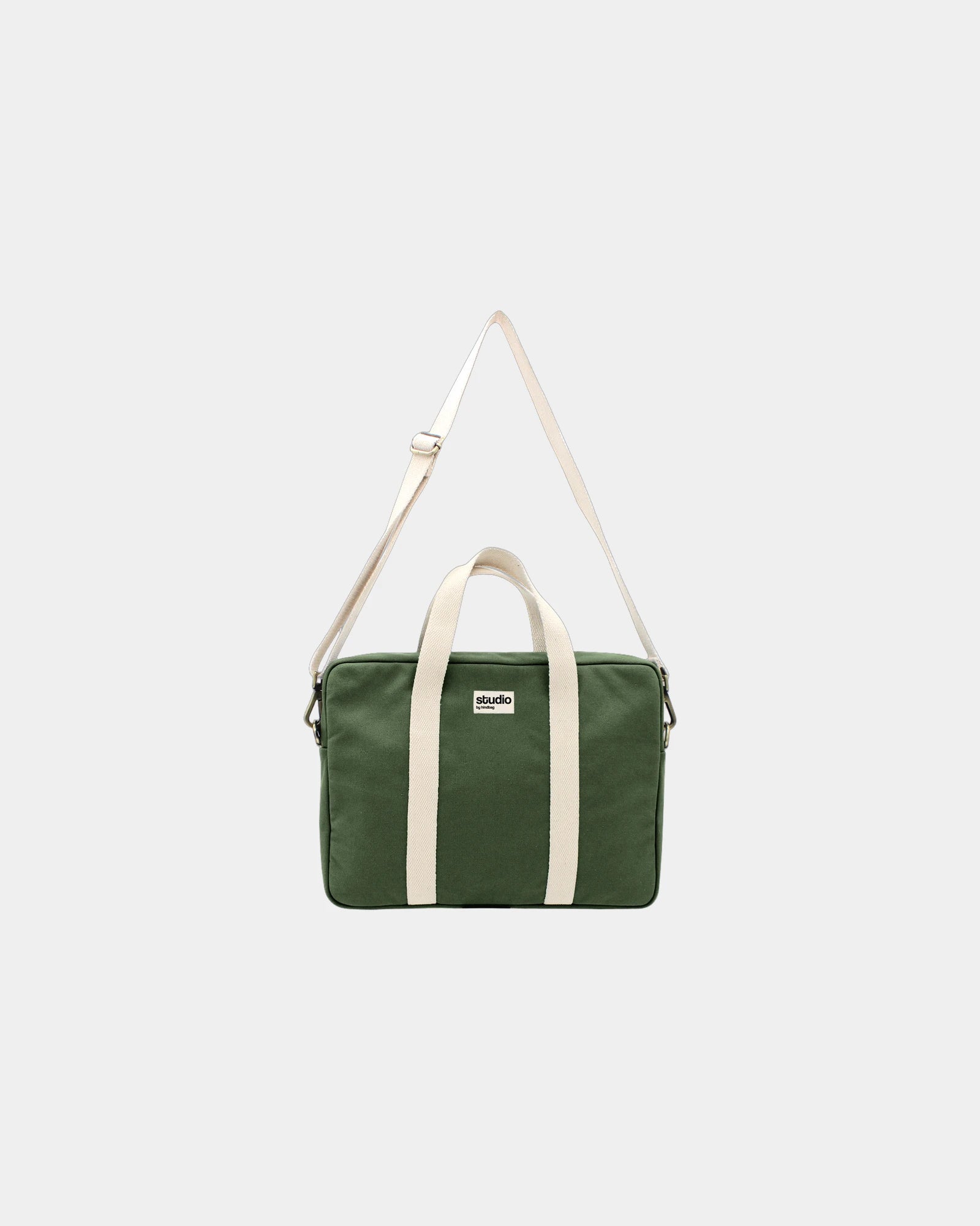 Torba na laptopa z bawełny organicznej Hindbag Luis z nadrukiem - Oliwkowy