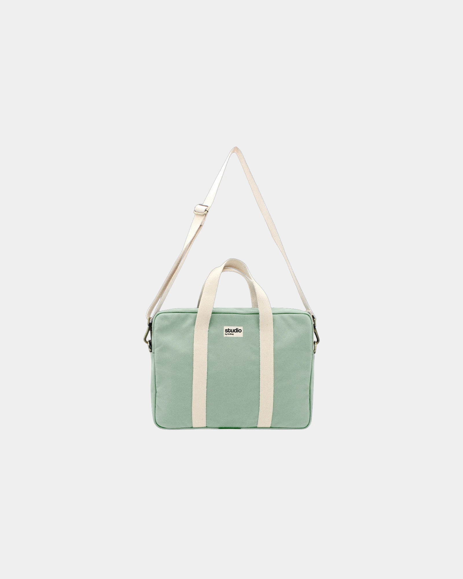 Torba na laptopa z bawełny organicznej Hindbag Luis z nadrukiem - Miętowy
