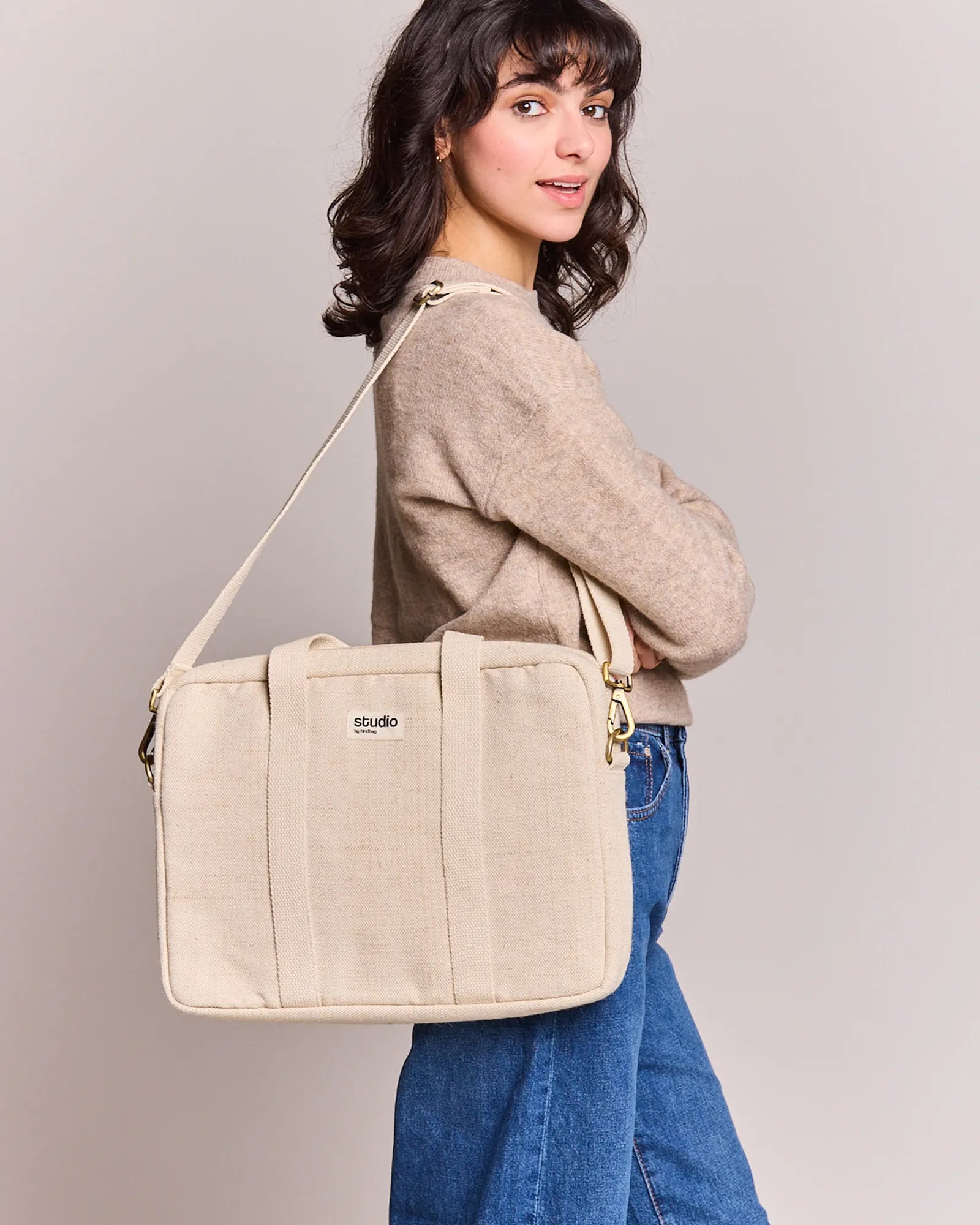 Torba na laptopa z bawełny organicznej Hindbag Luis z nadrukiem - 25