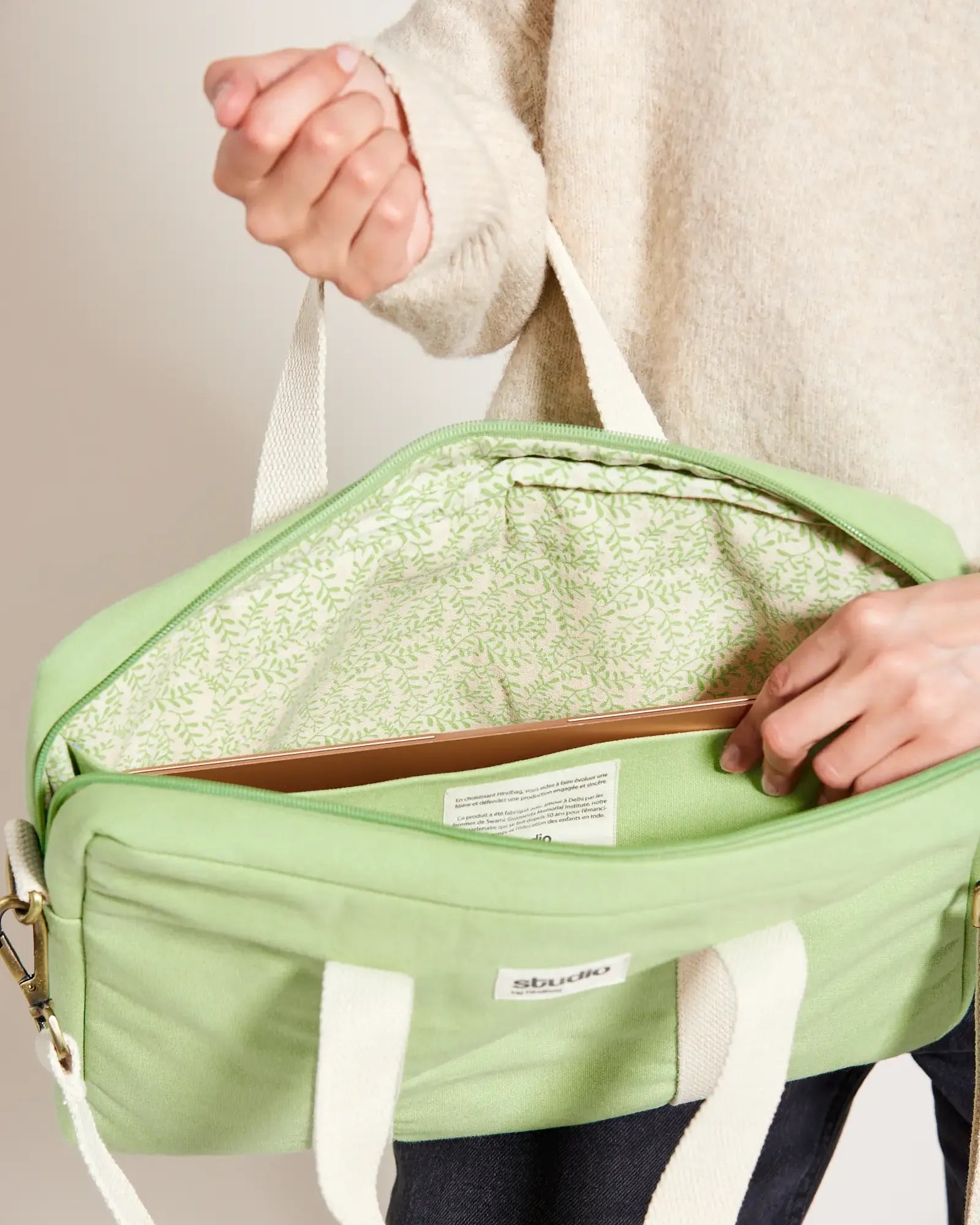 Torba na laptopa z bawełny organicznej Hindbag Luis z nadrukiem - 17