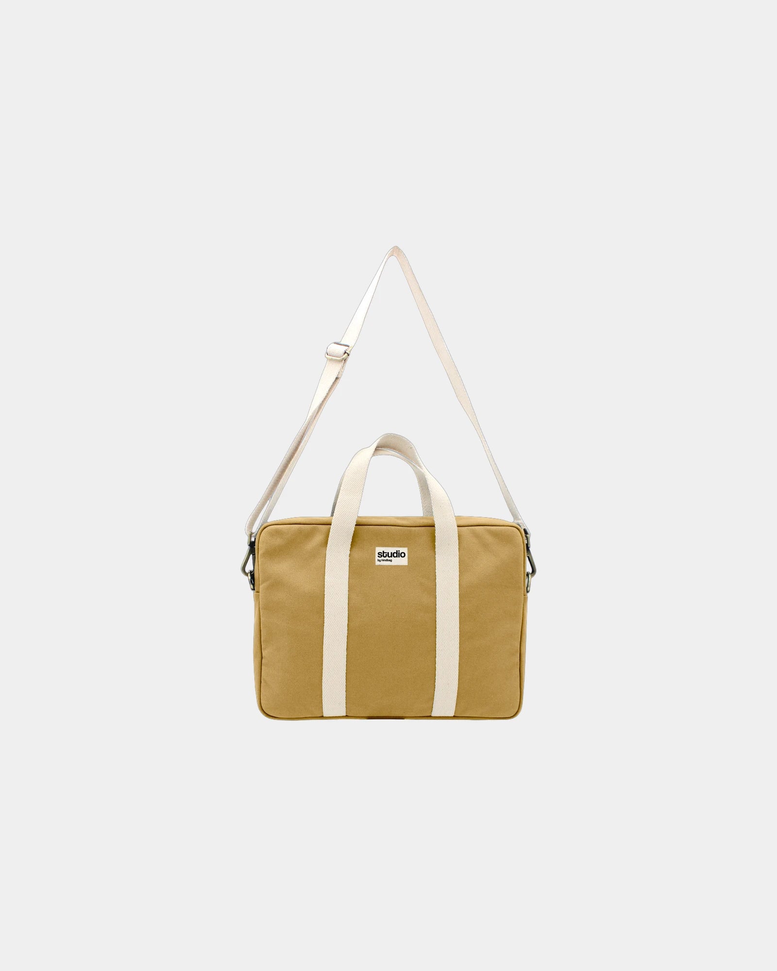 Torba na laptopa z bawełny organicznej Hindbag Luis z nadrukiem - Ochrowy