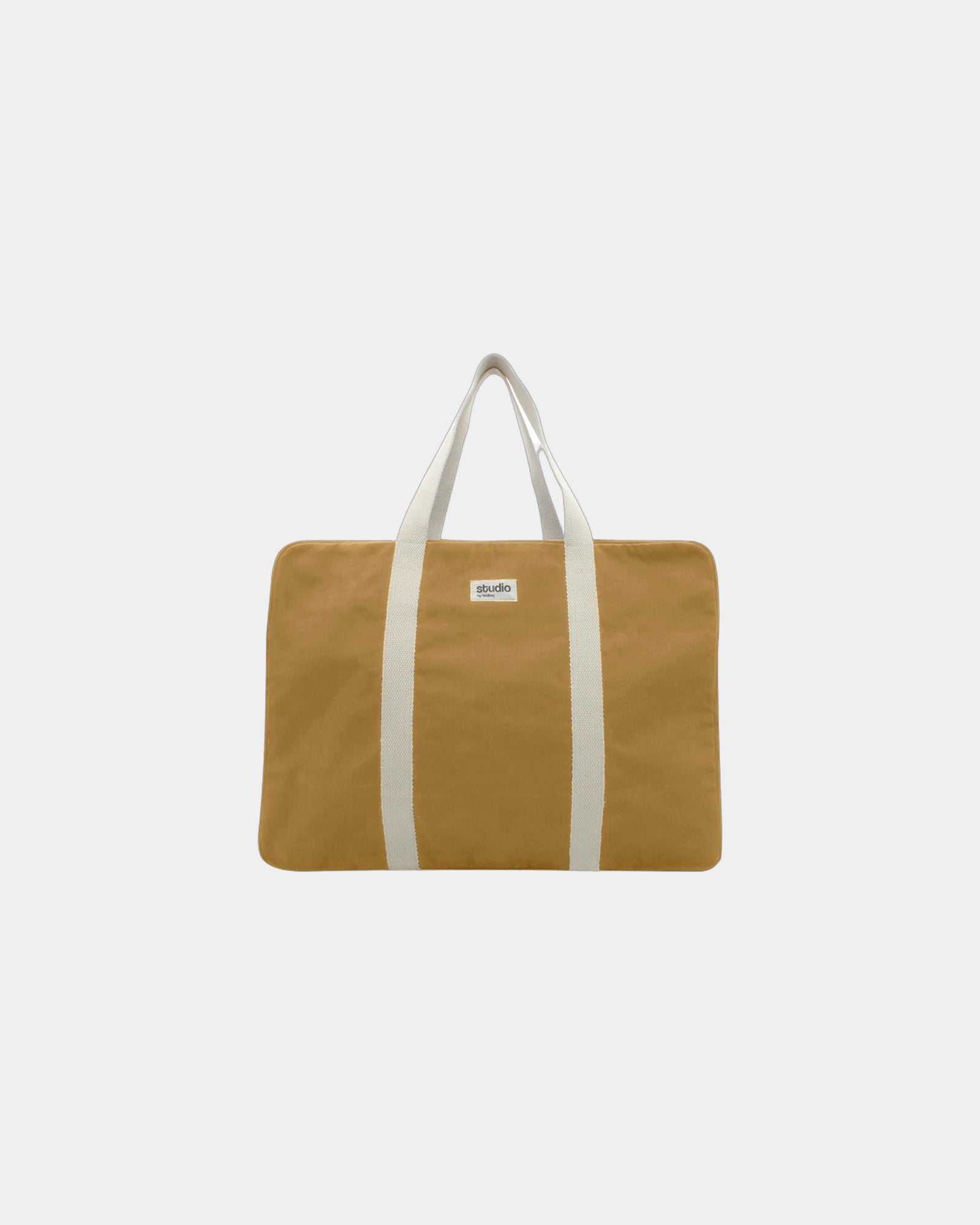 Torba podróżna z bawełny organicznej Hindbag Gabriel z nadrukiem - Ochrowy