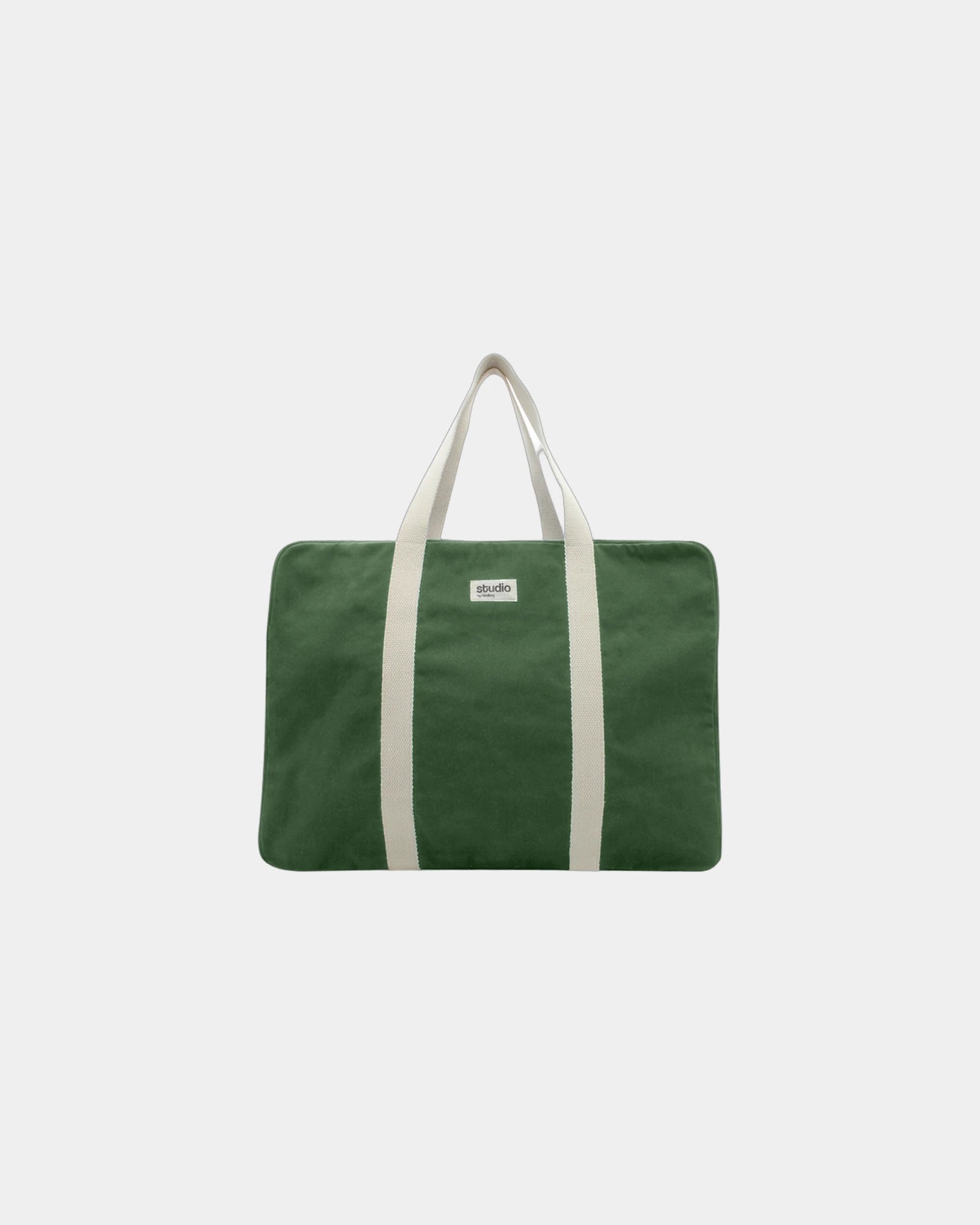 Torba podróżna z bawełny organicznej Hindbag Gabriel z nadrukiem - Oliwkowy