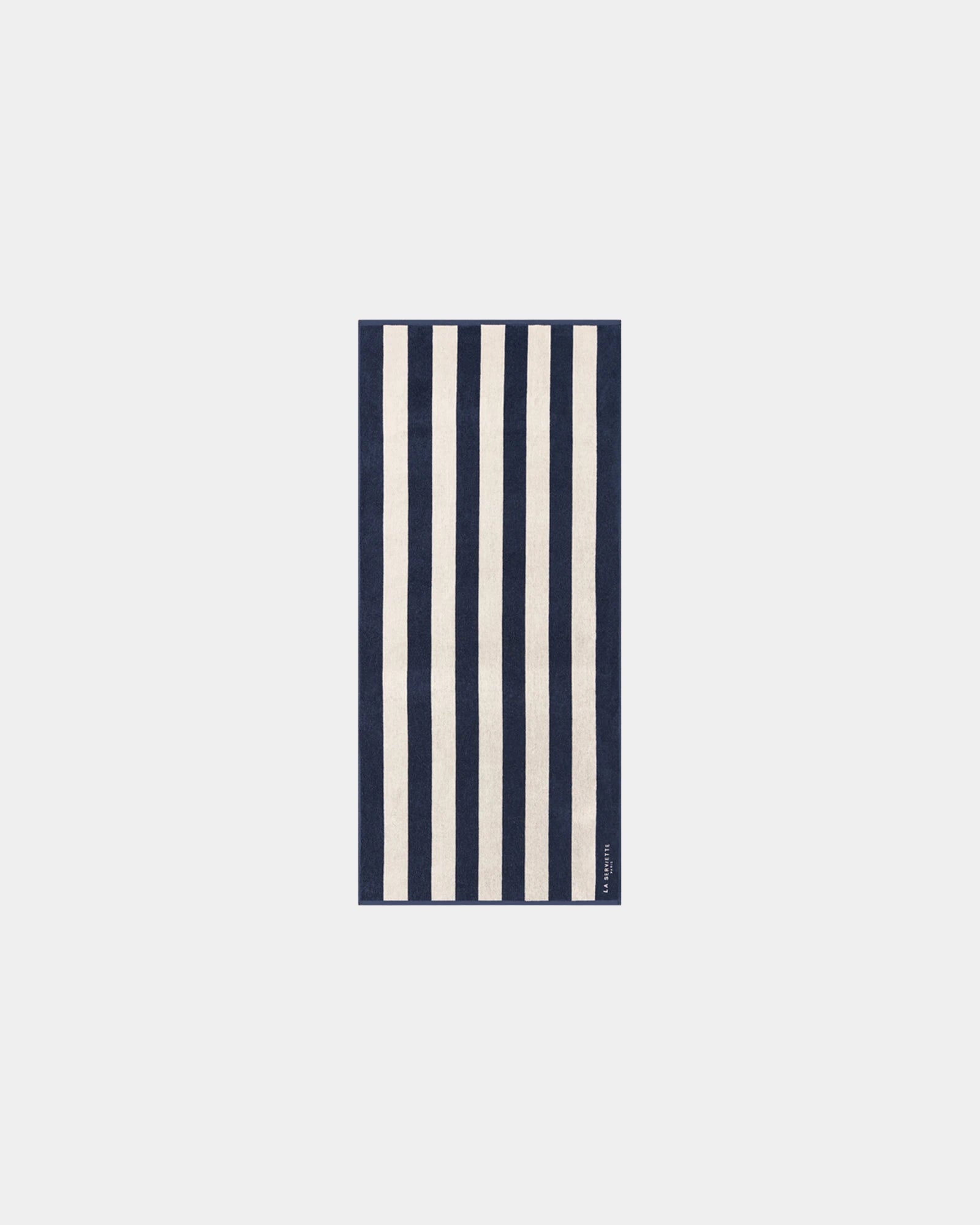 Ręcznik plażowy frotte 90x200 La Serviette Paris z nadrukiem - Niebieski Ocean / Kremowy