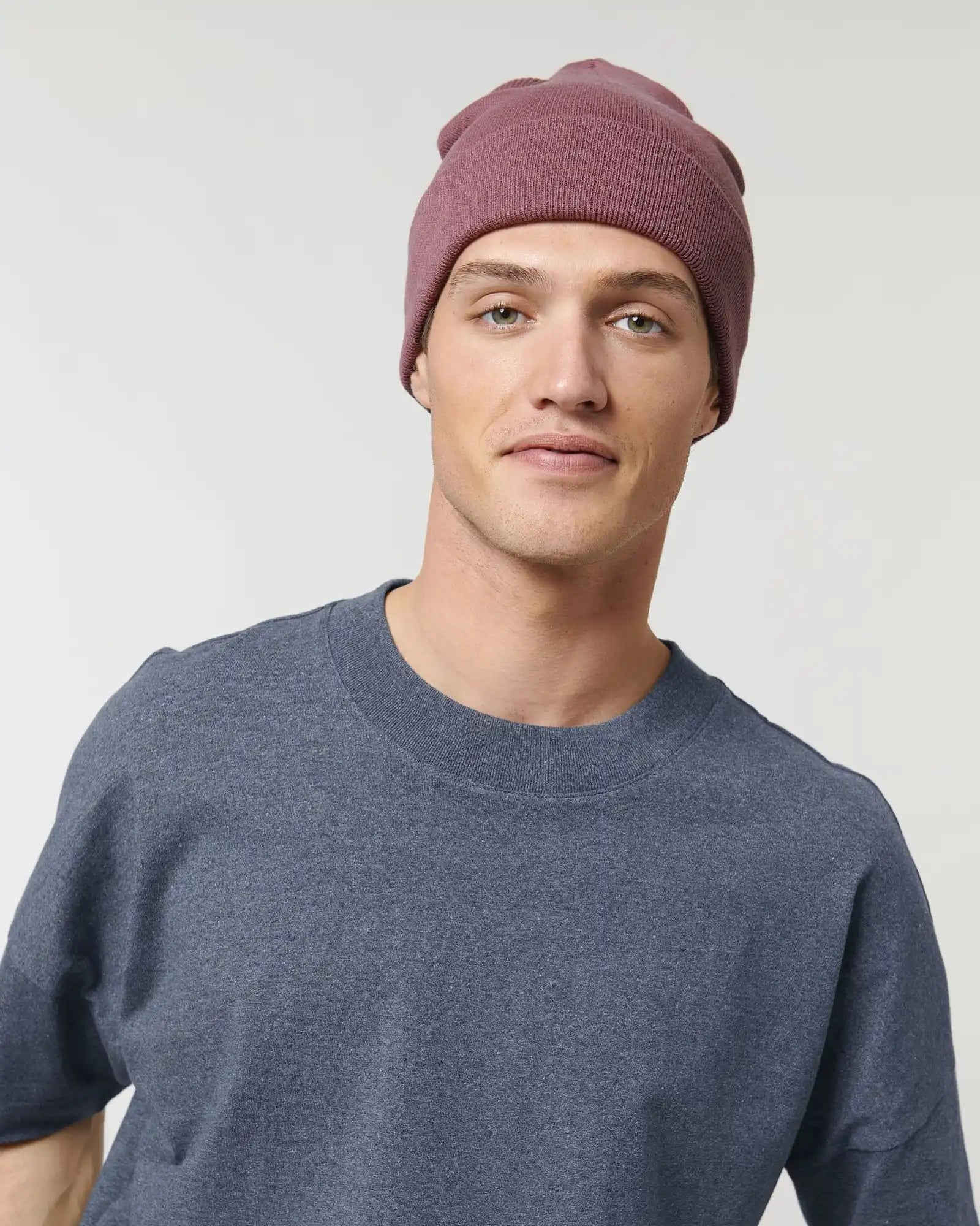 Czapka zimowa prążkowana Stanley/Stella Rib Beanie z nadrukiem - Różowy hibiskus