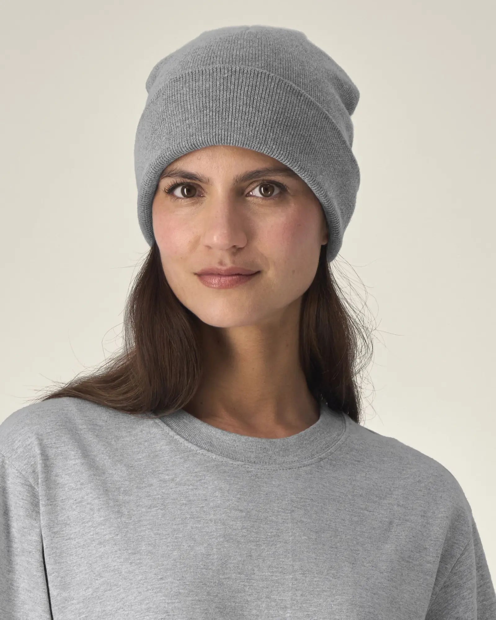 Czapka zimowa prążkowana Stanley/Stella Rib Beanie z nadrukiem - Szary melanż