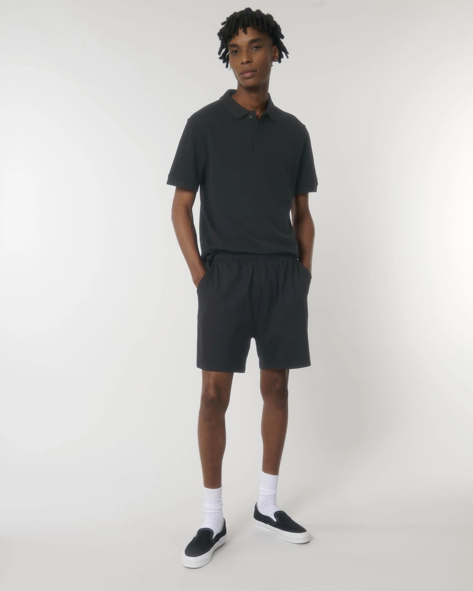Szorty unisex z bawełny organicznej Stanley/Stella Waker z nadrukiem - Czarny