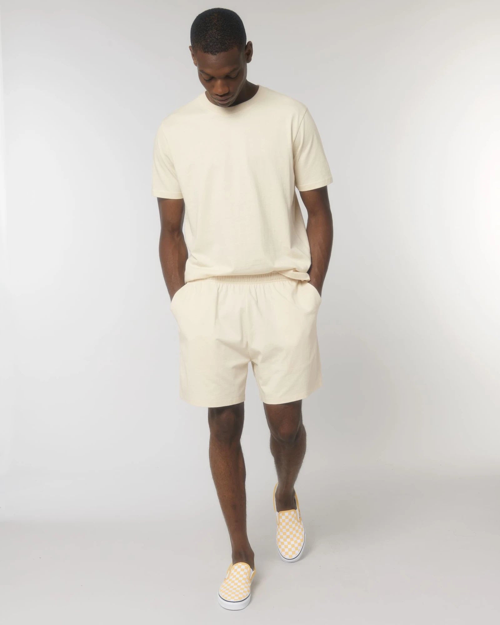 Szorty unisex z bawełny organicznej Stanley/Stella Waker z nadrukiem - Naturalny surowy