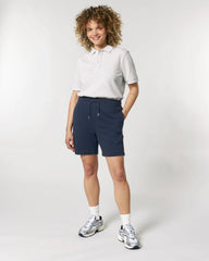 Spodenki dresowe unisex z bawełny organicznej Stanley/Stella Trainer 2.0 z nadrukiem - Granatowy