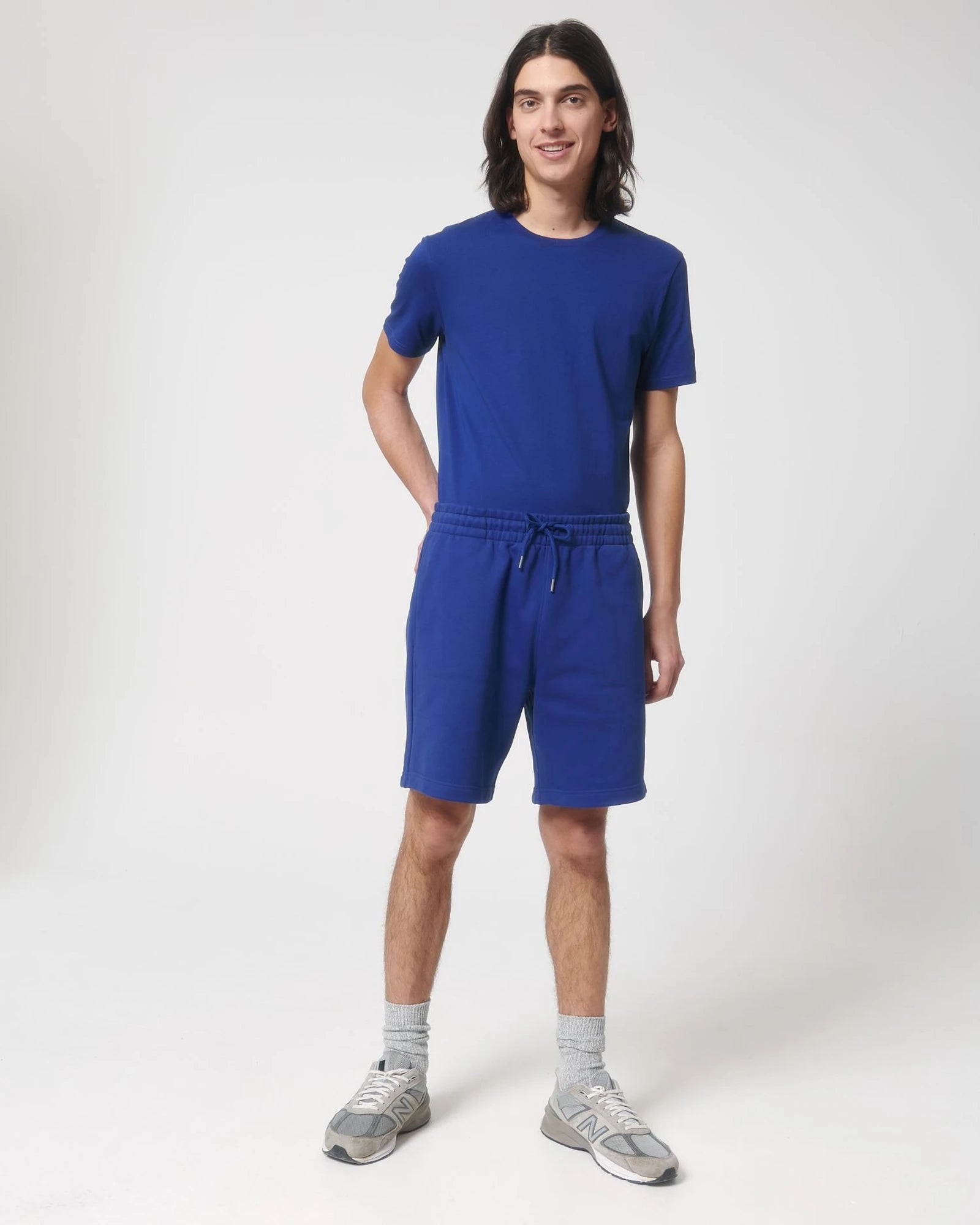 Szorty dresowe unisex z bawełny organicznej Stanley/Stella Boarder z nadrukiem - Roboczy niebieski