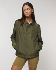 Kurtka Coach z poliestru z recyklingu Stanley/Stella z nadrukiem - Khaki