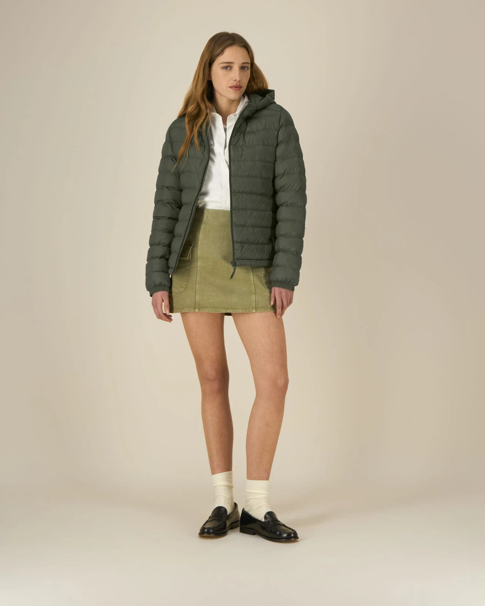 Lekka pikowana kurtka z nylonu z recyklingu Stanley/Stella z nadrukiem - Khaki