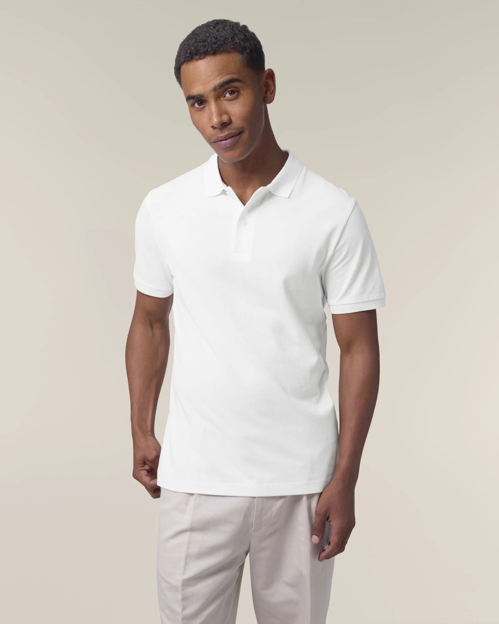 Polo damskie z bawełny organicznej Stanley/Stella Coaster z nadrukiem - Biały