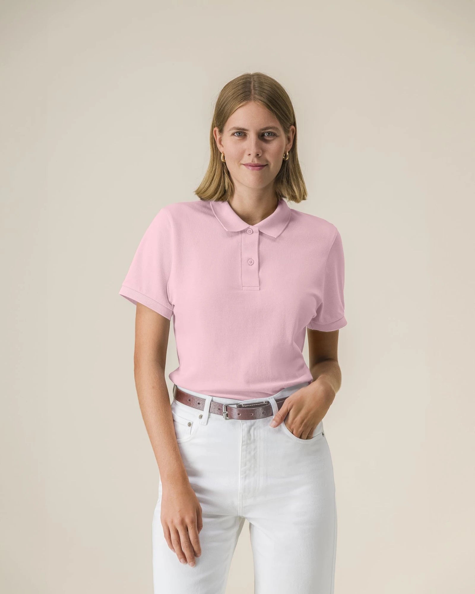 Polo damskie z bawełny organicznej Stanley/Stella Coaster z nadrukiem - Bawełniany róż